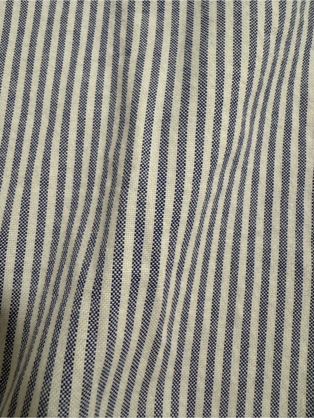 Lands' End 100% Cotton Blue White Pinstripe Button-Down Oxford Shirt Size 14.5 - Picture 4 of 14